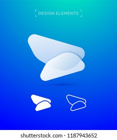 Airplane wing, travel agency abstract logo. Origami paper, material design, flat and line style. Simple icon set