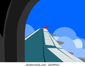 airplane wing view vector