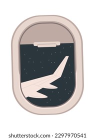 Airplane wing view from window. Vector illustration