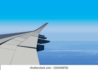 Airplane wings fly in the sky drawing in vector