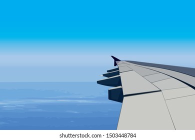 Airplane wings fly in the sky drawing in vector