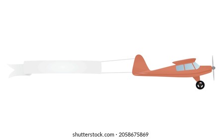 Airplane wingspan with white ribbon. vector