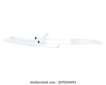 Airplane wingspan with white ribbon. vector