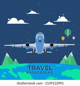 FONDO DEL VECTOR DE VIAJE DE PALABRAS DE AVIÓN