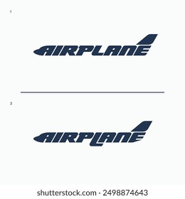 AIRPLANE wordmark lettering logotype design concept. Airplane logo Vector illustration template