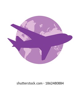 airplane with world planet earth vector illustration design
