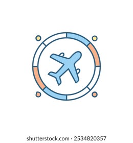 Diseño del logotipo de la agencia de viajes del mundo del avión. Ilustración vectorial.