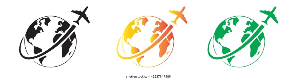 Airplane world travel agency logo.  Airplane vector icon illustration. eps 10