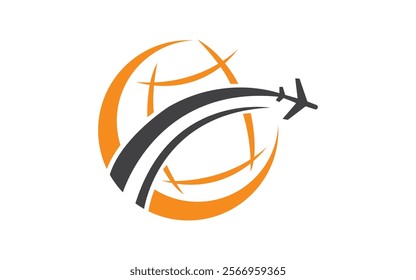 Airplane world travel agency logo. Airplane vector icon illustration