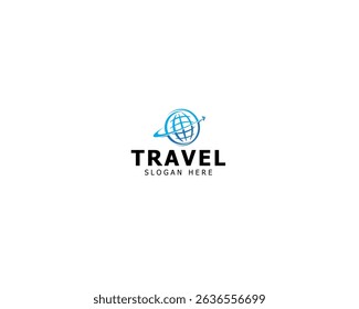 Airplane world travel logo design. Travel around the world logo for your brand or business