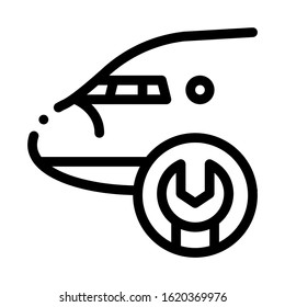 Airplane Wrench Icon Vector. Outline Airplane Wrench Sign. Isolated Contour Symbol Illustration