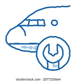 Airplane Wrench sketch icon vector. Hand drawn blue doodle line art Airplane Wrench sign. isolated symbol illustration