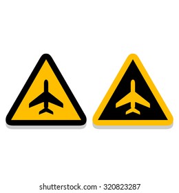 Airplane yellow sign icons set great for any use. Vector EPS10.