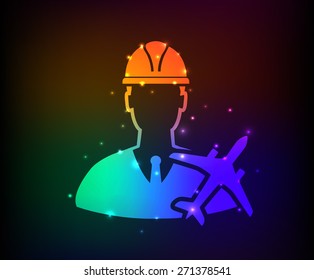 Airplane,engineering design on rainbow concept background,clean vector