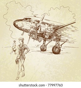 airplane-hand drawn illustration