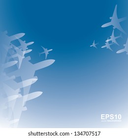 Airplanes background - vector illustration