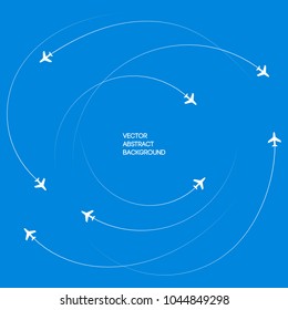 Airplanes. Blue background. Roundabout Circulation.