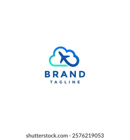 Airplanes and Clouds Line Silhouette Logo design. Airplanes Flying Spinning Forming Clouds Logo Design.