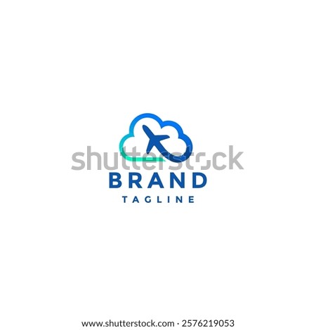 Airplanes and Clouds Line Silhouette Logo design. Airplanes Flying Spinning Forming Clouds Logo Design.
