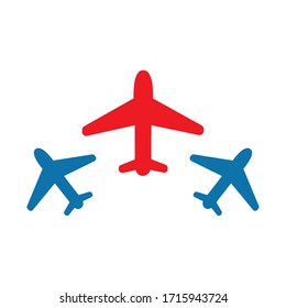 Airplanes flat style icon design, Plane vehicle transportation fly air travel aircraft flight aviation and sky theme Vector illustration