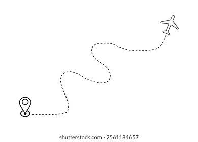  Airplane's flight path with a dashed line trace and a start point marker