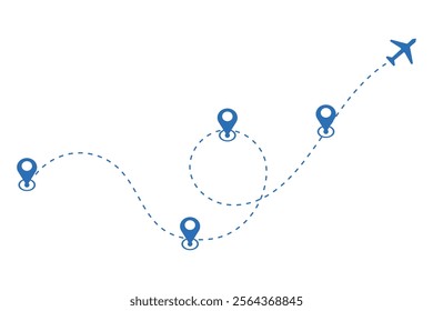 Airplane's flight path with a dashed line trace and a start point marker	