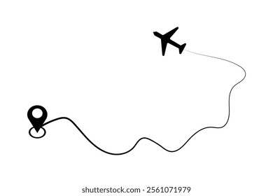 Airplane's flight path with a line trace and a start point marker