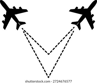 Flugzeuge in Formation mit gepunkteten Linien