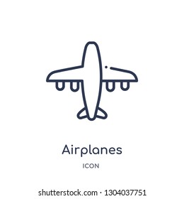 airplanes icon from transport outline collection. Thin line airplanes icon isolated on white background.