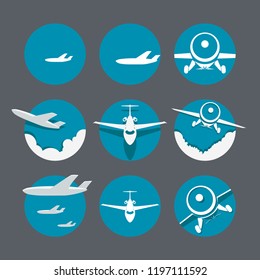 airplanes icons set