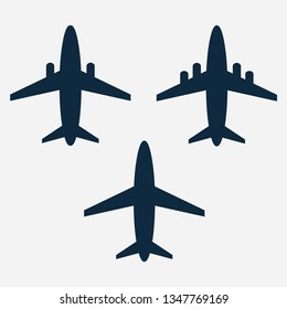 airplanes icons from top view vector illustration set