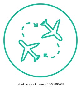 Icono de línea de aviones.