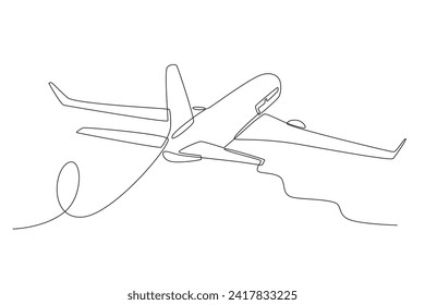 Airplanes are long-distance transportation. Travel one-line drawing. Travel one-line drawing