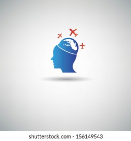 Airplanes on head symbol,vector