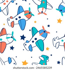 In: Airplanes pattern print design. Vektorillustration Design für Modestoffe, Textilgrafiken, Drucke.