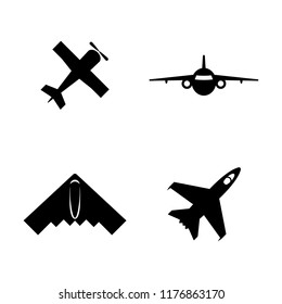 Airplanes, Planes. Simple Related Vector Icons Set for Video, Mobile Apps, Web Sites, Print Projects and Your Design. Airplanes, Planes icon Black Flat Illustration on White Background.