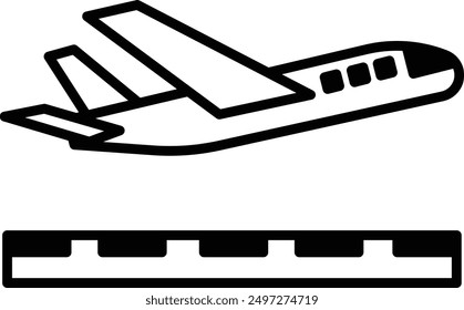 A Airplanes and runways in line icon style