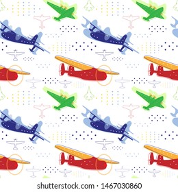 Airplanes seamless pattern geometric style design