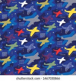 Airplanes seamless pattern geometric style design