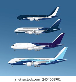 Airplanes Set of different designs vector illustration