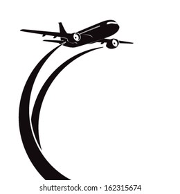 Airplane's silhouette on white background with place for text. EPS10 vector.