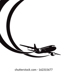 Airplane's silhouette on white background with place for text. EPS10 vector.