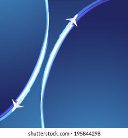 airplanes in the sky vector illustration background. blue sky and planes vector background.
