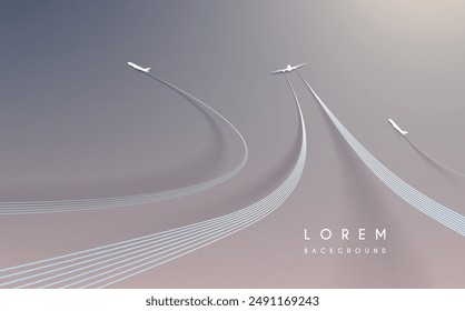 Airplanes with trail lines background