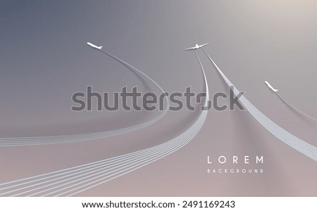 Airplanes with trail lines background