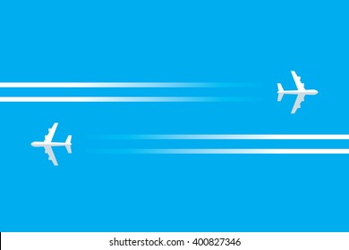 airplanes with trails, blue sky