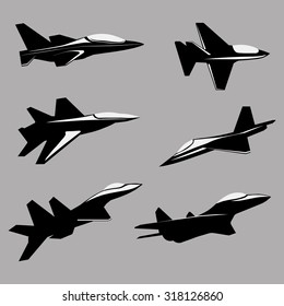 Airplanes vector black and white image design set for your illustration, postcards, posters, sticker, label and other design need. . 
