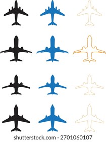 Icono del Vector de los aviones en el fondo blanco, Vector del avión 