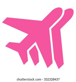 Airplanes vector icon. Style is flat pink symbol, rounded angles, white background.