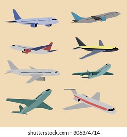 Airplanes vector image design set. 